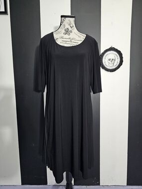Joseph Ribkoff Black Midi Swing Dress with Elbow Sleeves